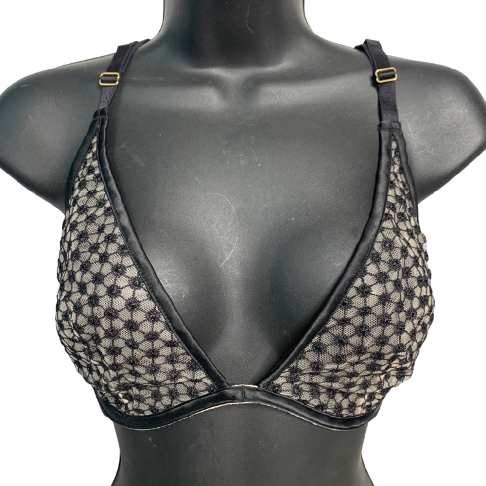Victoria’s Secret Starburst Black Lace Sheer Underwire Unlined Plunge Bra 36D - Picture 1 of 10
